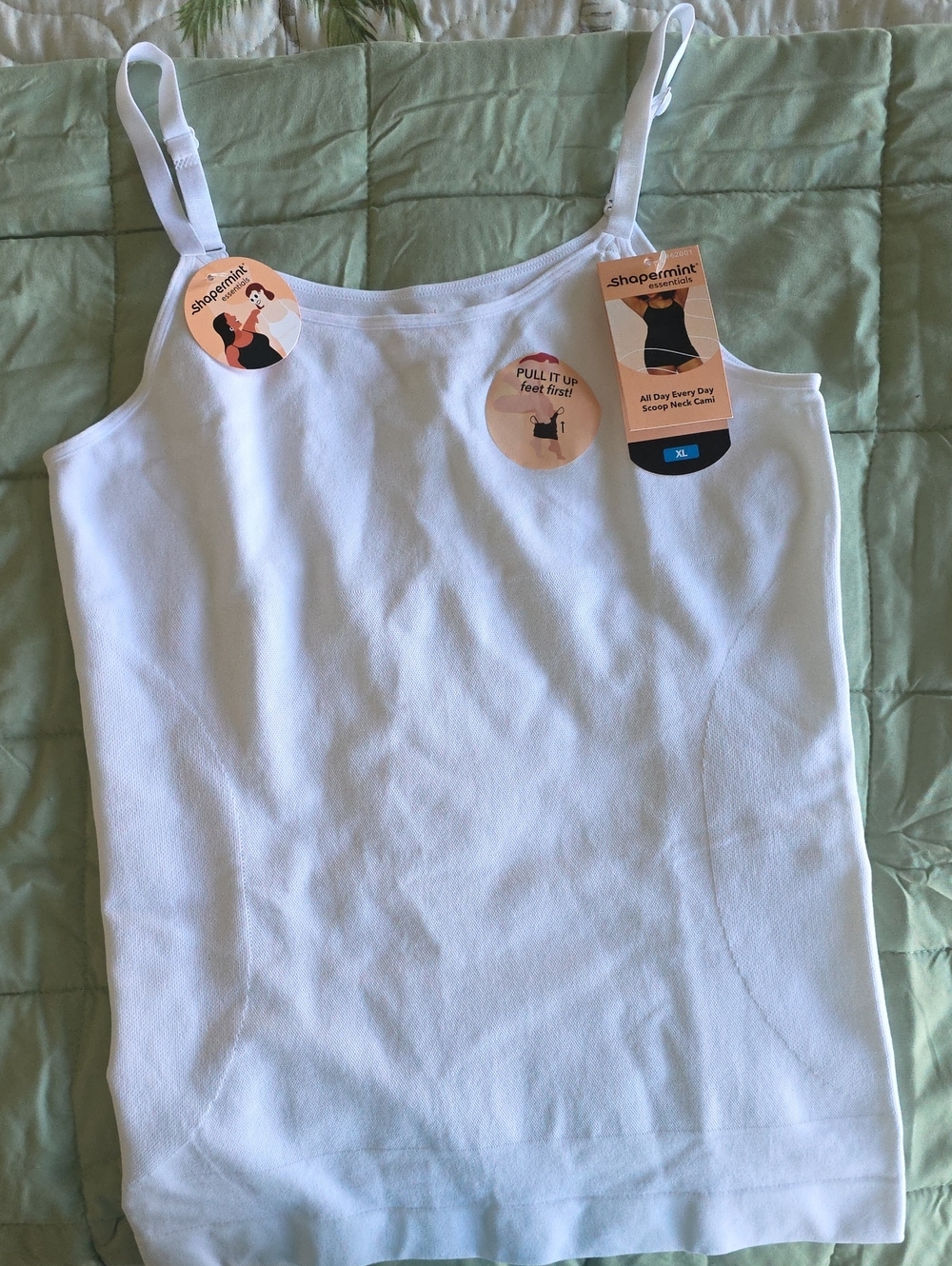 Shapermint White Scoop Neck Adjustable-Strap Camisole